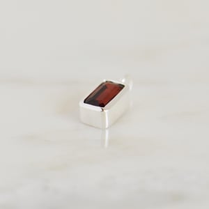 Image of Fire Red Garnet rectangular cut silver necklace