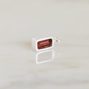 Image of Fire Red Garnet rectangular cut silver necklace