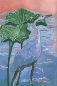 Image 1 of grey heron mini print