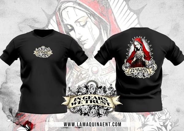 Image of LaMaquina - In Gears We Trust (Black/Red) Short Sleeve