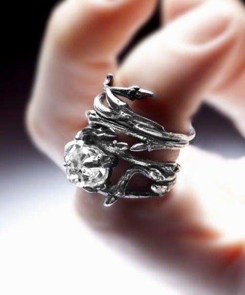 Image of Dark Elvish Rings<br>Silver Stacking Pair