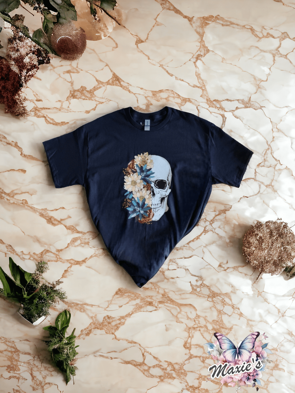 Image of Floral Skull Graphic Tee