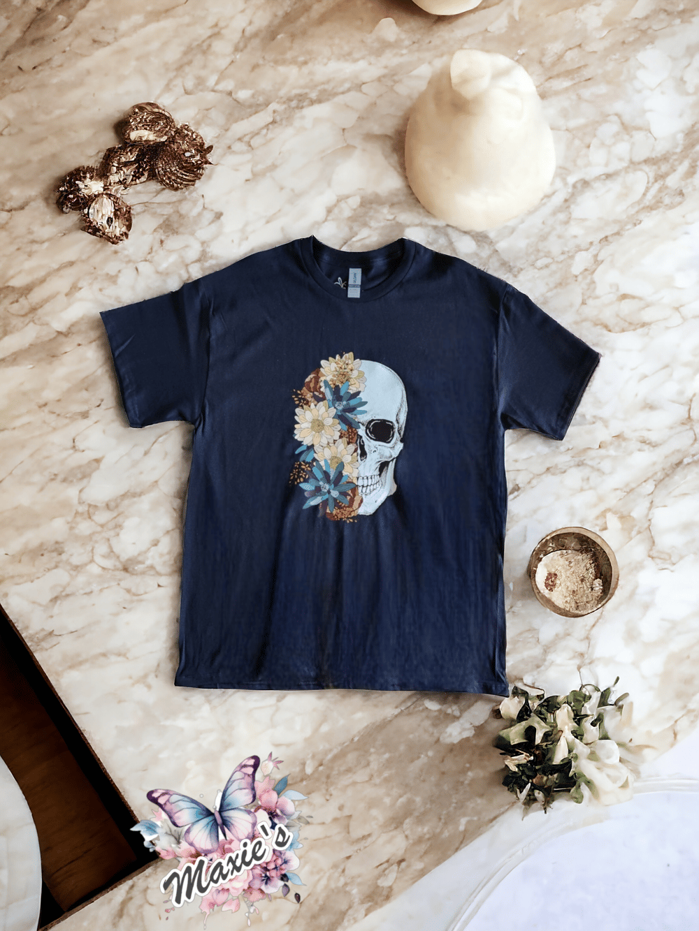 Image of Floral Skull Graphic Tee