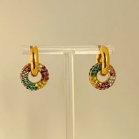 Image 2 of ZOEY Rainbow Charm Hoops