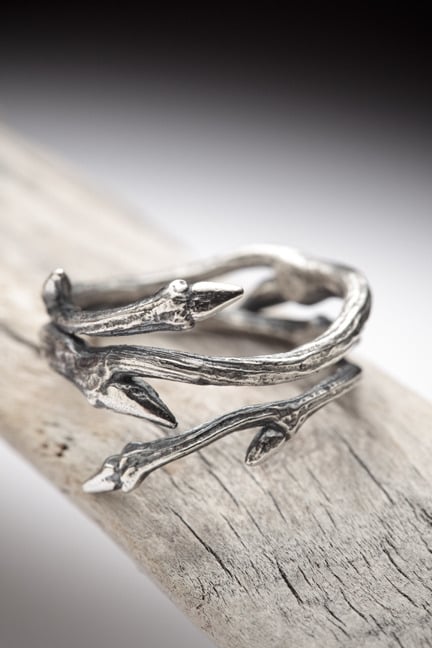 Image of Dark Elvish Rings<br>Silver Stacking Pair