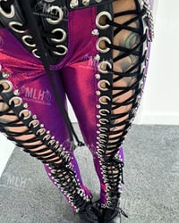 Image 3 of #11 HIGH WAIST CLARET FRONT LACE UP SKINNIES