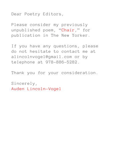 Image of Chair - Auden Lincoln-Vogel (PRE-SALE)