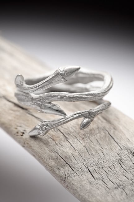Image of Light Elvish Rings<br>Silver Stacking Pair