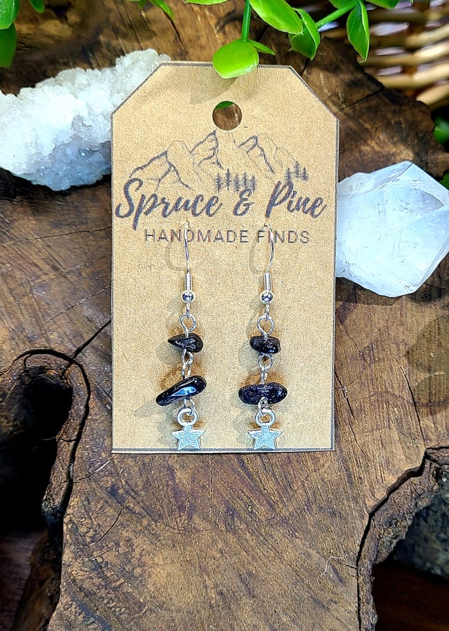 Starry Night Blue Goldstone Sterling Silver Earrings