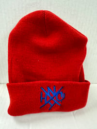 NYHC Beanie Red with Blue Logo
