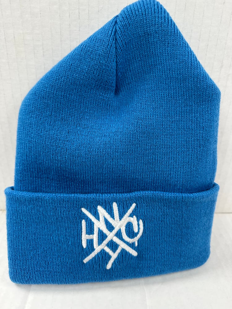 Image of NYHC Beanie Blue With White Logio