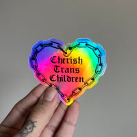 Image 2 of Holographic Cherish Trans Children Sticker