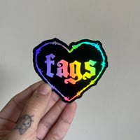 Image 1 of Holographic Fags Heart Sticker