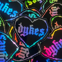 Image 2 of Holographic Dykes Heart Sticker