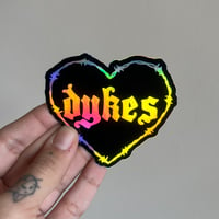 Image 1 of Holographic Dykes Heart Sticker