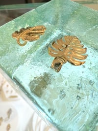 Image 2 of 14k solid gold monstera pendant 