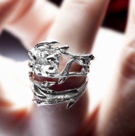 Image of Light Elvish Ring<br>Herkimer Diamond