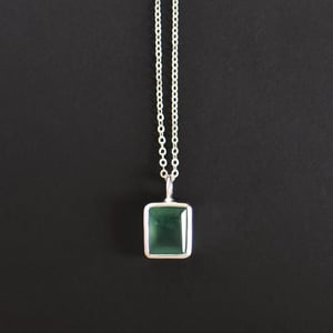 Image of Green Onyx bevel cut silver necklace