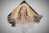 Three-dimensional painting with duck feathers and silk fabric.