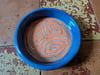 Personalized pet bowl - Sgraffito pattern and slip-trailed name.