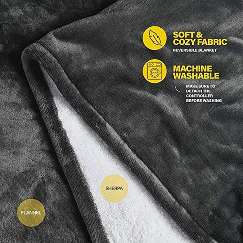 MSL Electric Heated Blanket with Flannel & Sherpa – Ultra Soft, Fast Heating, Winter Comfort