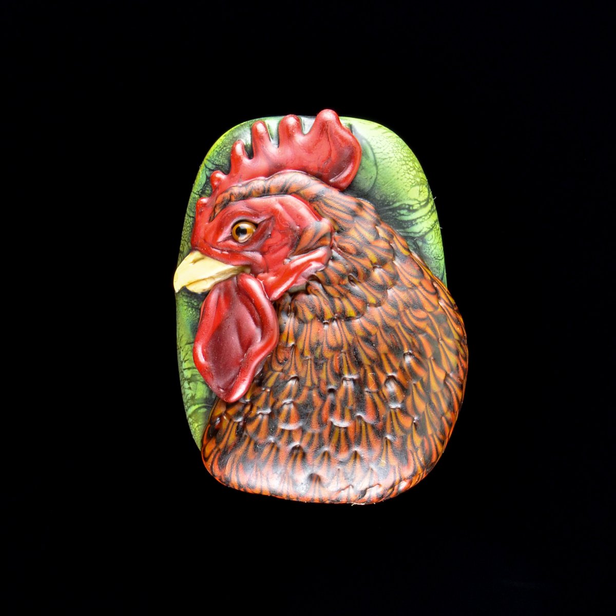 Image of XL. Intense Red Rooster - Flamework Glass Sculpture Bead