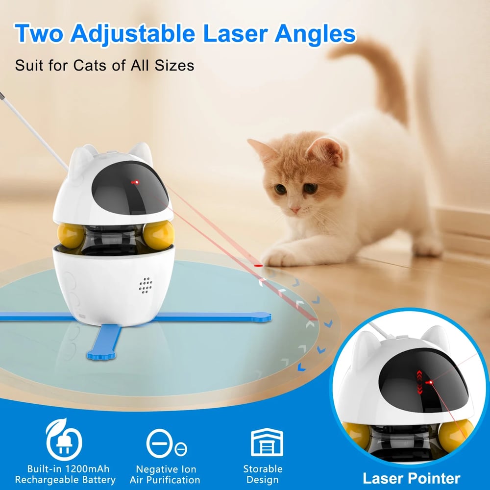 WhiskerWiz™ 4-in-1 Interactive Cat Toy with Ball, Feather, and Laser