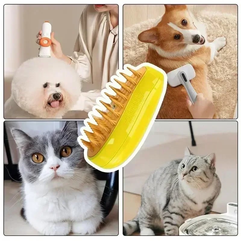 PurrGleam™ 3-in-1 Electric Steam Brush for Cats and Dogs