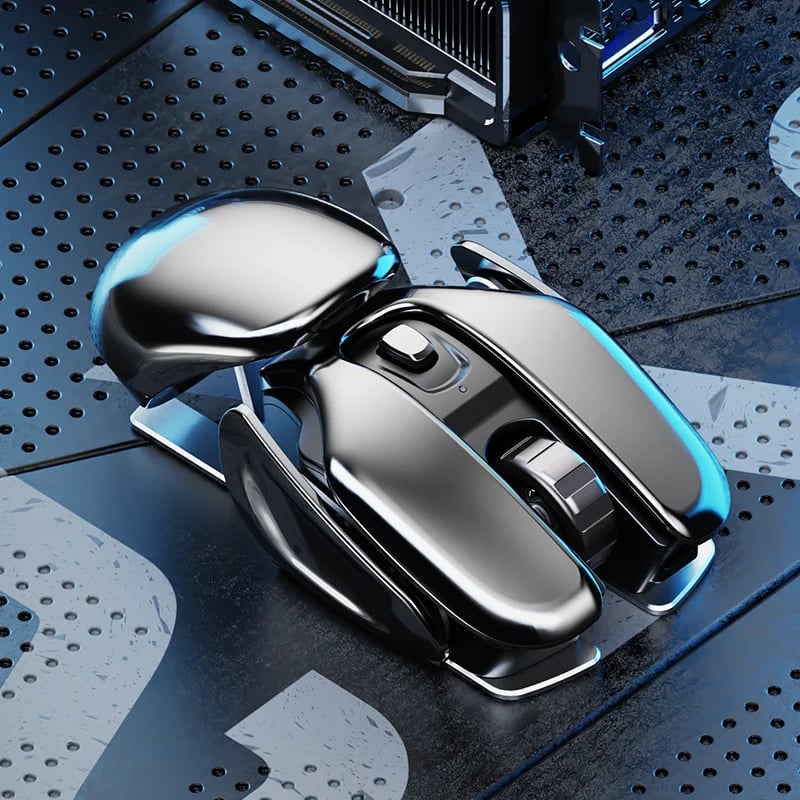 MSL PX2 Metal Rechargeable Wireless Mute 1600DPI Mouse 6 Buttons for PC Laptop Gaming