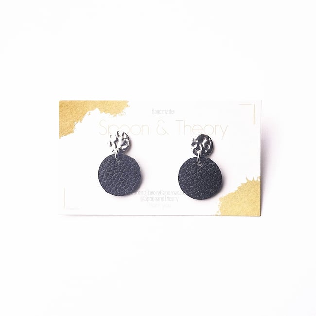 Akena Black Leather Studs 