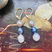 Tri-colour Baroque pearl earrings
