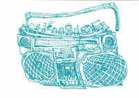 Image 1 of Original BoomBox sketch for Tshirt design (comes with a Tshirt)