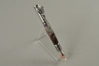 Image 1 of Deer Hunter Pheasant Feather Pen, Bolt Action Pewter Ballpoint, #0230