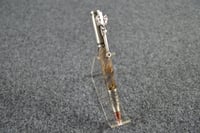 Image 1 of Deer Hunter Bullet Pen with Pheasant Feathers in Pewter Finish, 30 Caliber Ballpoint #0198