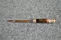 Image 1 of Letter Opener Knife, Turkey Feather Envelope Slicer with Outdoor Scene Cast in Clear Resin,  # 0273