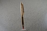 Image 2 of Bullet Pen with Curly Maple,  24 kt Gold Plating with Click Mechanism , #039