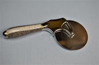 Image 2 of The Best Pizza Pie Cutter, Brown Speckle Handle, Heavy Duty Stainless, Large 4 inch Blade,#0264