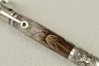 Image 2 of Deer Hunter Pheasant Feather Pen, Bolt Action Pewter Ballpoint, #0230