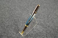 Image 2 of White Lace with Blue Feathers, Custom Pen with Premium Gold Plating,  #0168