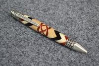 Image 1 of High End Segmented Wood Pen, Celtic Knot Herringbone 360, Metal Rings, #0290