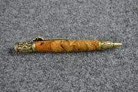 Image 2 of Russian Olive Wood Skeleton Key Pen, Antique Brass Hardware, Stabilized Spalted Wood,  #0186