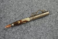 Image 3 of Lever Action Pen with Four Vintage Pheasant Feathers, Ballpoint for Hunters, #0157