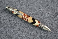 Image 2 of High End Segmented Wood Pen, Celtic Knot Herringbone 360, Metal Rings, #0290