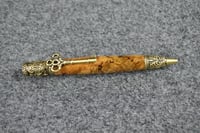 Image 3 of Russian Olive Wood Skeleton Key Pen, Antique Brass Hardware, Stabilized Spalted Wood,  #0186
