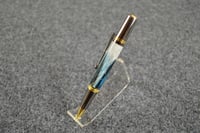 Image 4 of White Lace with Blue Feathers, Custom Pen with Premium Gold Plating,  #0168