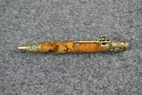 Image 4 of Russian Olive Wood Skeleton Key Pen, Antique Brass Hardware, Stabilized Spalted Wood,  #0186