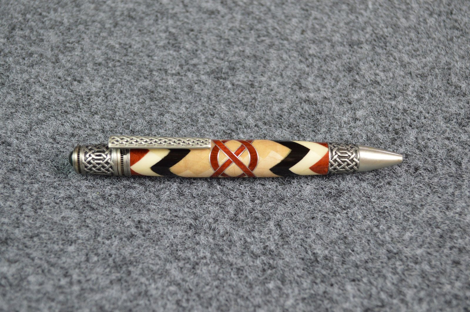 Handmade Wood hot Pen, Spalted Curly Poplar Wood, Wooden Pen, Rollerball Pen, Celtic Knot