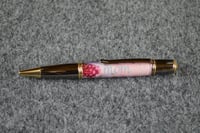 Image 1 of Custom Pen with Blue and Pink Feathers, Gift for Mother, Desk Accessory, #0149