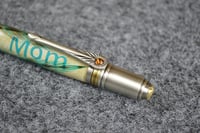 Image 4 of Turquoise Lettered Feather Pen that says Mom  # 094