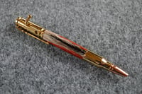 Image 5 of Bolt Action Bullet Pen, Orange and Black Feathers with Gold Rifle Clip,  #093
